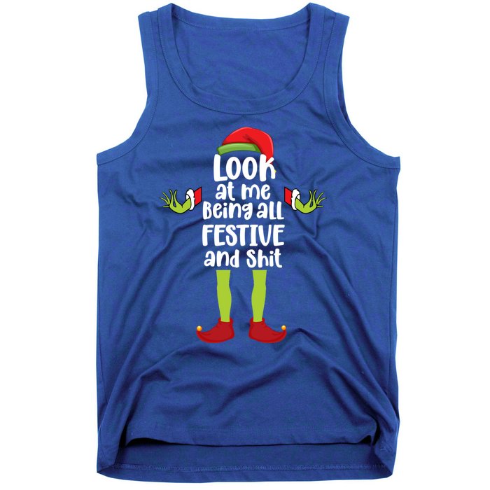 Look At Me Being All Festive And Shits Funny Xmas Christmas Tank Top