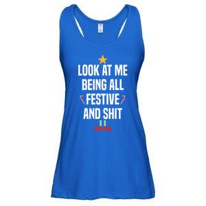 Look At Me Being All Festive And Shits Funny Xmas Christmas Ladies Essential Flowy Tank