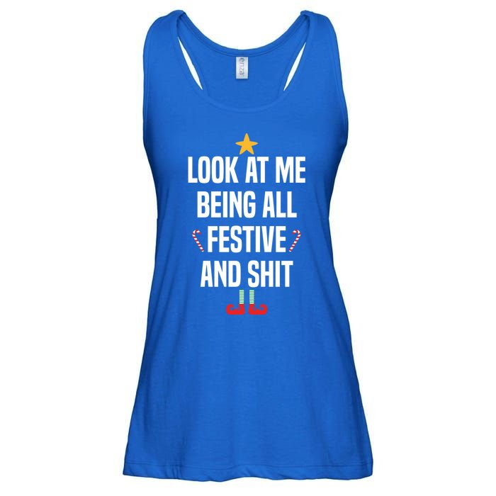 Look At Me Being All Festive And Shits Funny Xmas Christmas Ladies Essential Flowy Tank