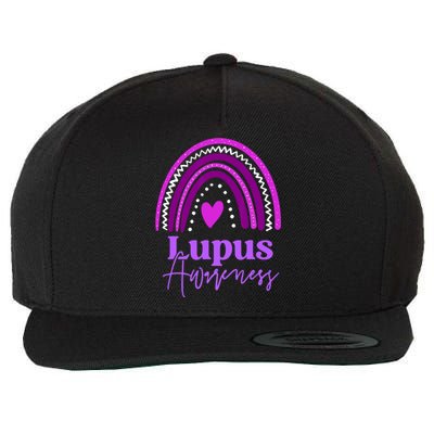 Lupus Awareness Month Purple Rainbow heart for wo Wool Snapback Cap