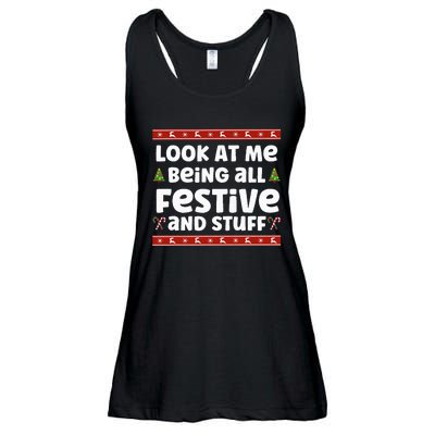 Look at me Being all Festive and Stuff Funny Ugly Sweater  Ladies Essential Flowy Tank