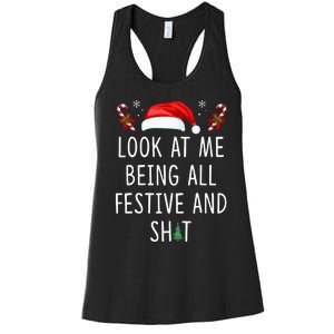 Look At Me Being All Festive And Shit Christmas Tree  Women's Racerback Tank