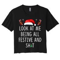 Look At Me Being All Festive And Shit Christmas Tree  Women's Crop Top Tee