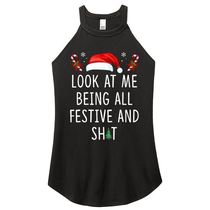 Look At Me Being All Festive And Shit Christmas Tree  Women's Perfect Tri Rocker Tank