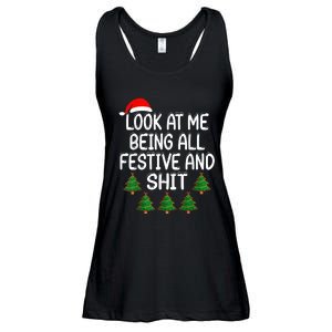 Look At Me Being All Festive And Shits Humorous Xmas Ladies Essential Flowy Tank