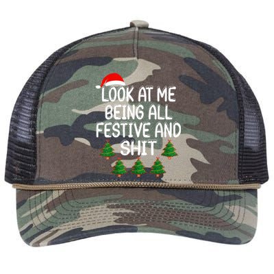 Look At Me Being All Festive And Shits Humorous Xmas Retro Rope Trucker Hat Cap