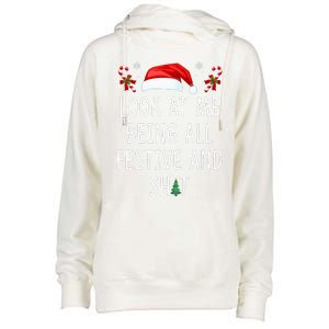 Look At Me Being All Festive And Shit Funny Christmas Tree  Womens Funnel Neck Pullover Hood