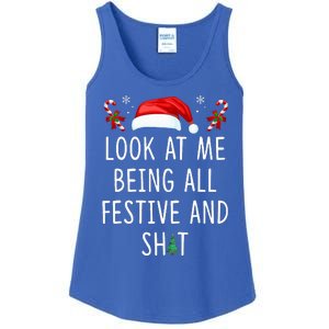 Look At Me Being All Festive And Shit Funny Christmas Tree  Ladies Essential Tank