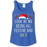 Look At Me Being All Festive And Shit Funny Christmas Tree  Ladies Essential Tank