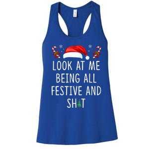 Look At Me Being All Festive And Shit Funny Christmas Tree  Women's Racerback Tank