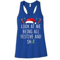 Look At Me Being All Festive And Shit Funny Christmas Tree  Women's Racerback Tank