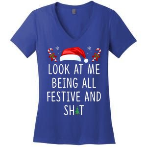 Look At Me Being All Festive And Shit Funny Christmas Tree  Women's V-Neck T-Shirt