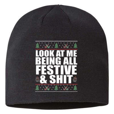 LOOK AT ME BEING ALL FESTIVE & SHIT Funny Ugly Sweater Meme Sustainable Beanie