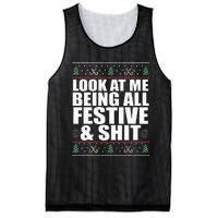 LOOK AT ME BEING ALL FESTIVE & SHIT Funny Ugly Sweater Meme Mesh Reversible Basketball Jersey Tank