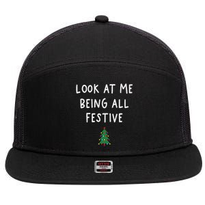 Look At Me Being All Festive Christmas Tree 7 Panel Mesh Trucker Snapback Hat