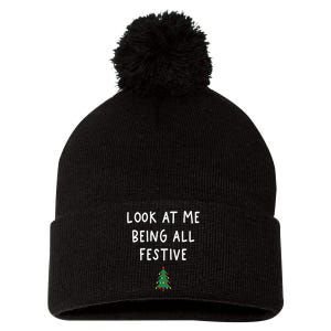 Look At Me Being All Festive Christmas Tree Pom Pom 12in Knit Beanie