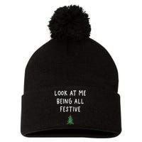 Look At Me Being All Festive Christmas Tree Pom Pom 12in Knit Beanie