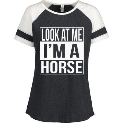 Look At Me IM A Horse Christmas Halloween Costume Enza Ladies Jersey Colorblock Tee