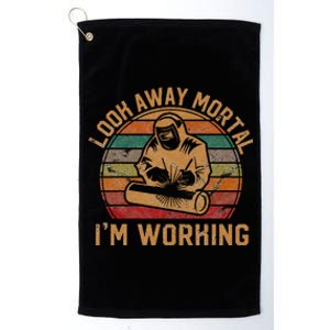 Look Away Mortal IM Working Welder Gift Welding Silhouette Platinum Collection Golf Towel