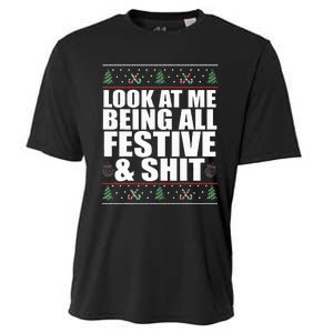 LOOK AT ME BEING ALL FESTIVE & SHIT funny christmas Cooling Performance Crew T-Shirt