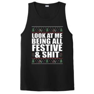 LOOK AT ME BEING ALL FESTIVE & SHIT funny christmas PosiCharge Competitor Tank