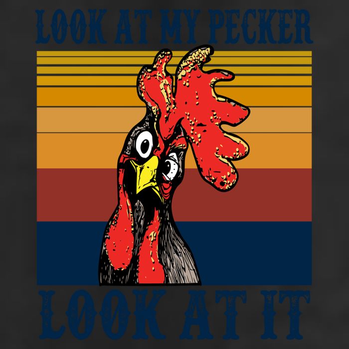 Look At My Pecker Look At It Apparel Funny Chicken Design 7 Panel Mesh Trucker Snapback Hat