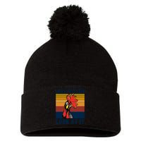 Look At My Pecker Look At It Apparel Funny Chicken Design Pom Pom 12in Knit Beanie
