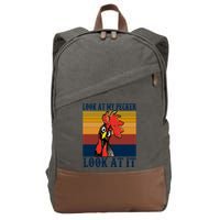 Look At My Pecker Look At It Apparel Funny Chicken Design Cotton Canvas Backpack