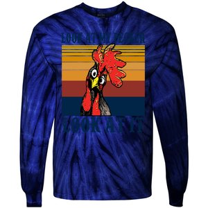 Look At My Pecker Look At It Apparel Funny Chicken Design Tie-Dye Long Sleeve Shirt