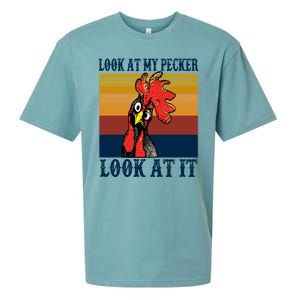 Look At My Pecker Look At It Apparel Funny Chicken Design Sueded Cloud Jersey T-Shirt