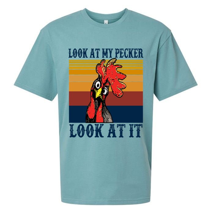 Look At My Pecker Look At It Apparel Funny Chicken Design Sueded Cloud Jersey T-Shirt