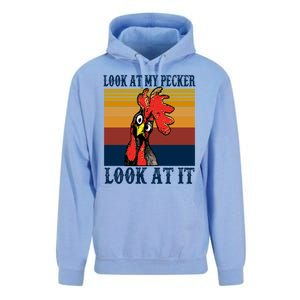 Look At My Pecker Look At It Apparel Funny Chicken Design Unisex Surf Hoodie