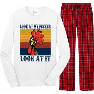 Look At My Pecker Look At It Apparel Funny Chicken Design Long Sleeve Pajama Set