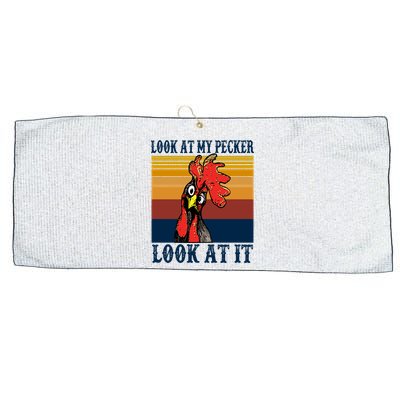Look At My Pecker Look At It Apparel Funny Chicken Design Large Microfiber Waffle Golf Towel