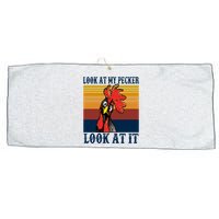 Look At My Pecker Look At It Apparel Funny Chicken Design Large Microfiber Waffle Golf Towel