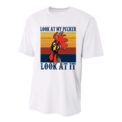 Look At My Pecker Look At It Apparel Funny Chicken Design Youth Performance Sprint T-Shirt