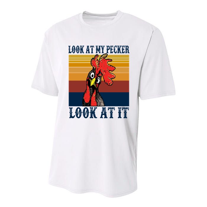 Look At My Pecker Look At It Apparel Funny Chicken Design Youth Performance Sprint T-Shirt