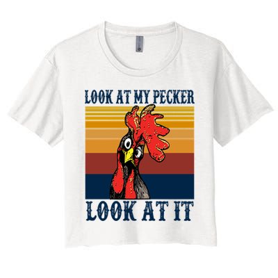 Look At My Pecker Look At It Apparel Funny Chicken Design Crop Top
