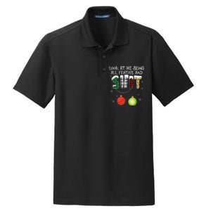 Look at Me Being All Festive Funny Christmas Saying Xmas Dry Zone Grid Polo