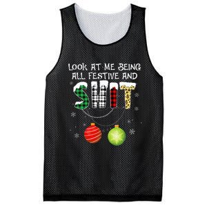 Look at Me Being All Festive Funny Christmas Saying Xmas Mesh Reversible Basketball Jersey Tank