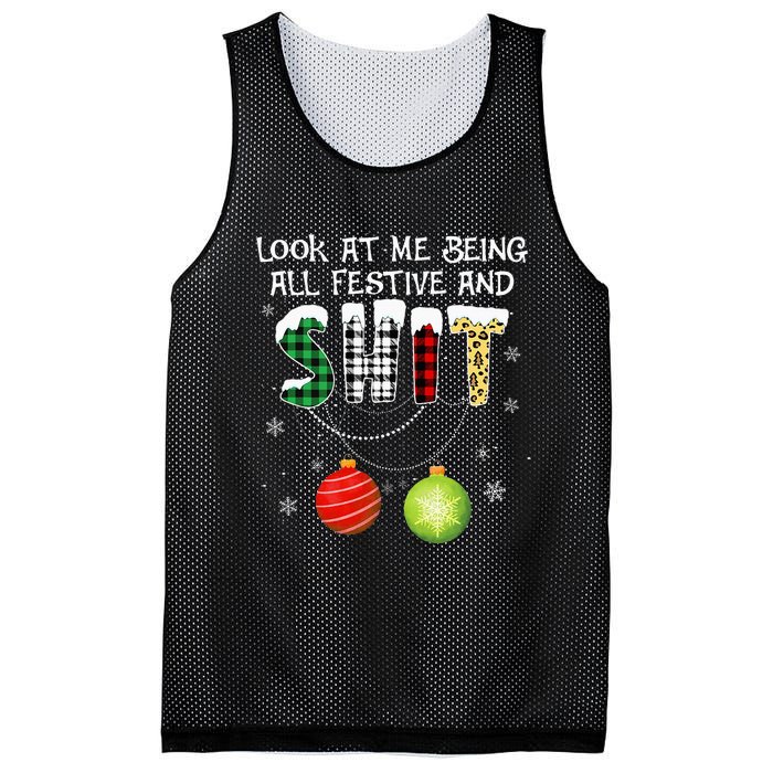 Look at Me Being All Festive Funny Christmas Saying Xmas Mesh Reversible Basketball Jersey Tank