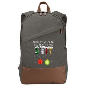 Look at Me Being All Festive Funny Christmas Saying Xmas Cotton Canvas Backpack