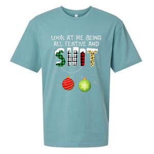 Look at Me Being All Festive Funny Christmas Saying Xmas Sueded Cloud Jersey T-Shirt