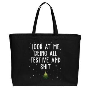 Look At Me Being All Festive And Shit Funny Christmas Cotton Canvas Jumbo Tote