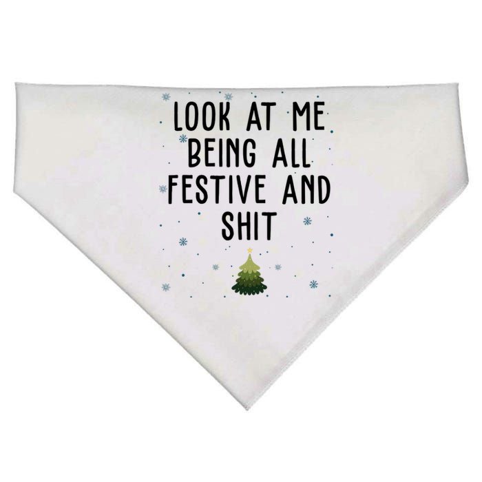 Look At Me Being All Festive And Shit Funny Christmas USA-Made Doggie Bandana