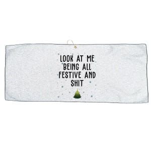 Look At Me Being All Festive And Shit Funny Christmas Large Microfiber Waffle Golf Towel