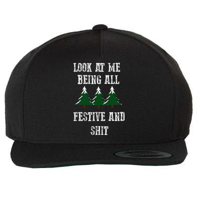 look at me being all festive funny saying christmas xmas Wool Snapback Cap