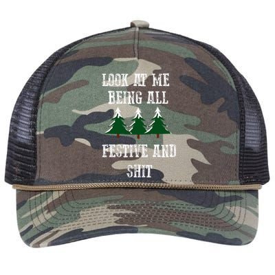 look at me being all festive funny saying christmas xmas Retro Rope Trucker Hat Cap