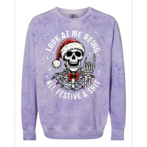 Look At Me Being All Festive And Funny Skeleton Colorblast Crewneck Sweatshirt