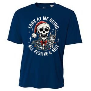 Look At Me Being All Festive And Funny Skeleton Cooling Performance Crew T-Shirt